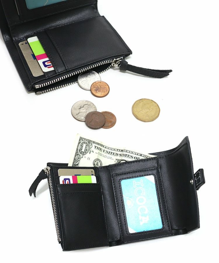 レザーバイカラー三つ折り財布 メール便[8FS] | DONOBAN