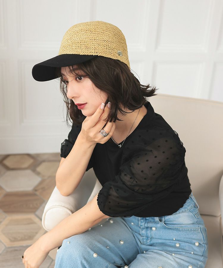 【美品】Donoban×kozue リボンクロッシュハット　バックリボン　黒 バックリボンキャップ
