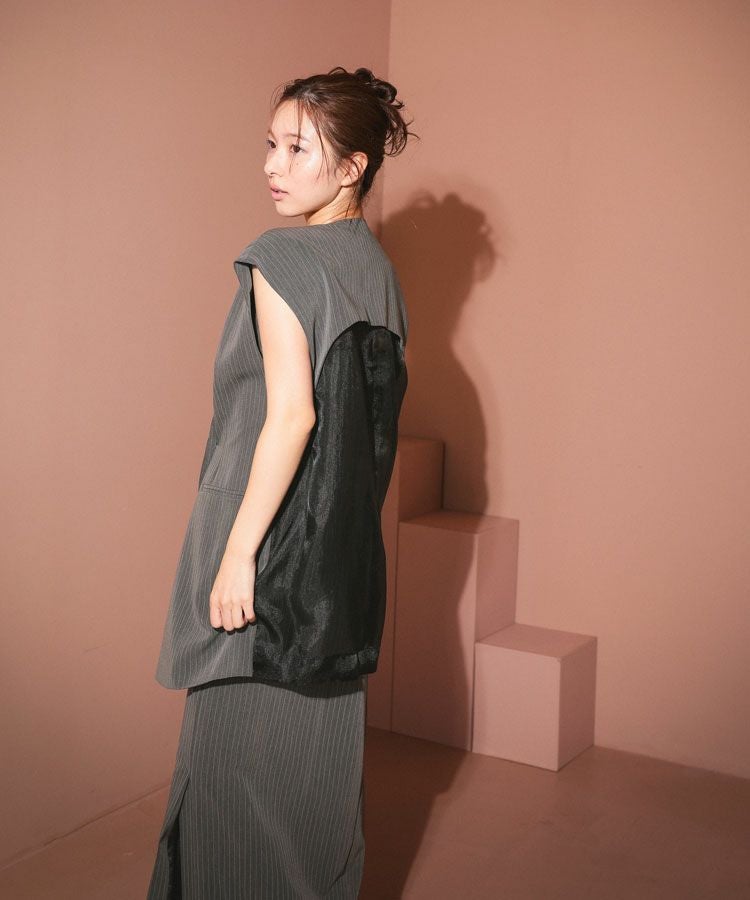 back sheer gilet setup dress