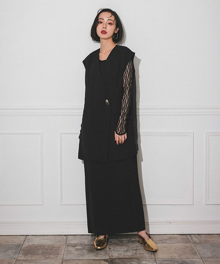 back sheer gilet setup dress