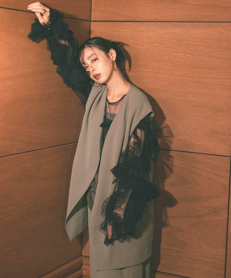 back sheer gilet setup dress