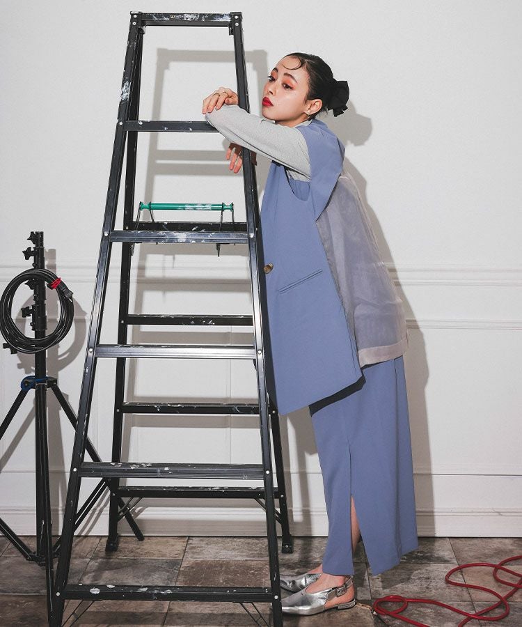 back sheer gilet setup dress