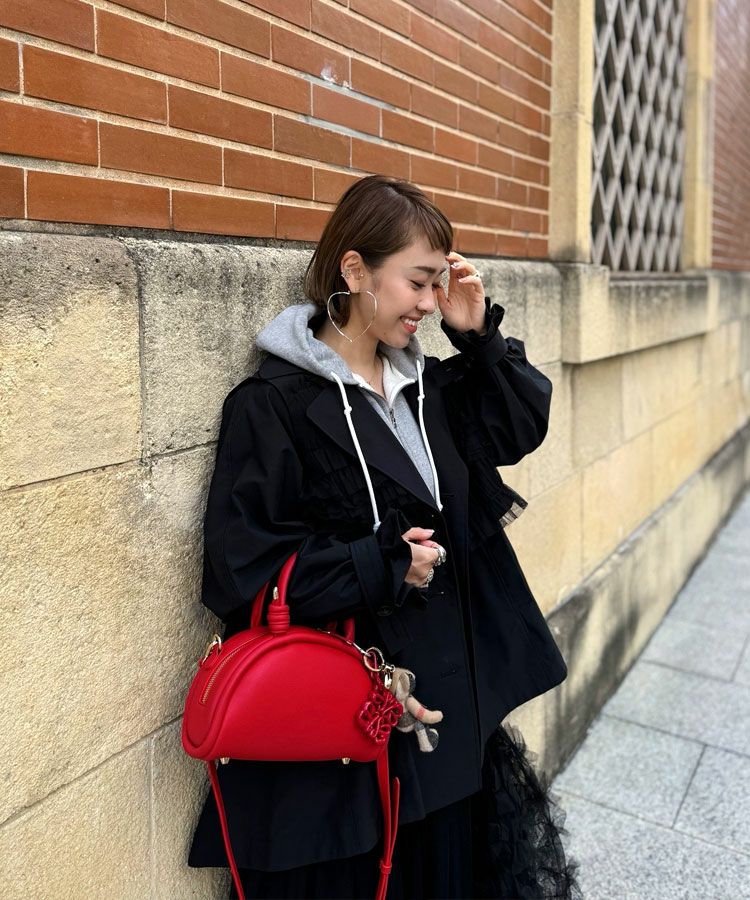 DUEN ボディーハンドガン 2wayレザーラウンドボストンBAG[C]