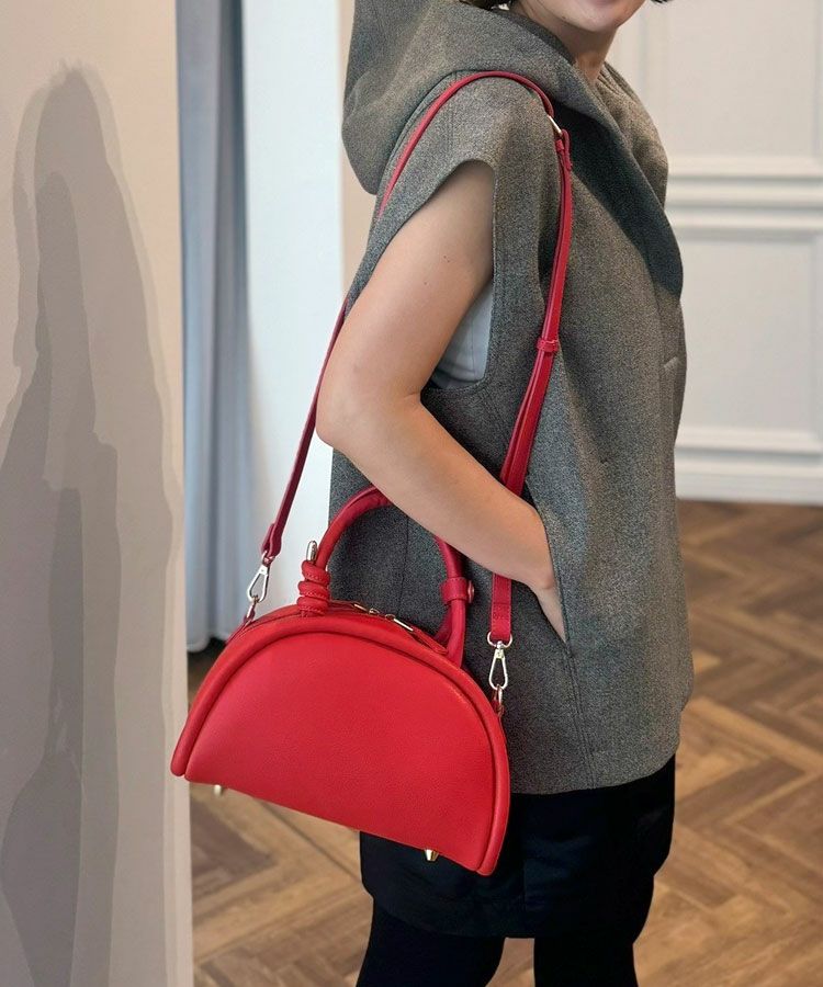 新品DONOBAN アキロンコラボ 2wayレザーラウンドボストンBAG[C]