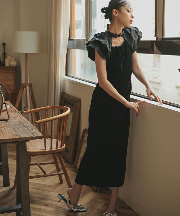 drape velour dress