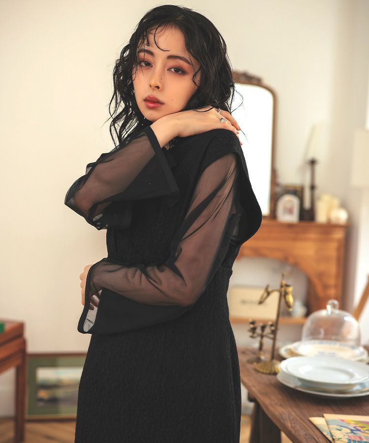 V line jacquard dress
