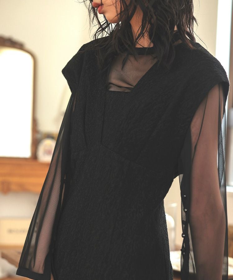 V line jacquard dress