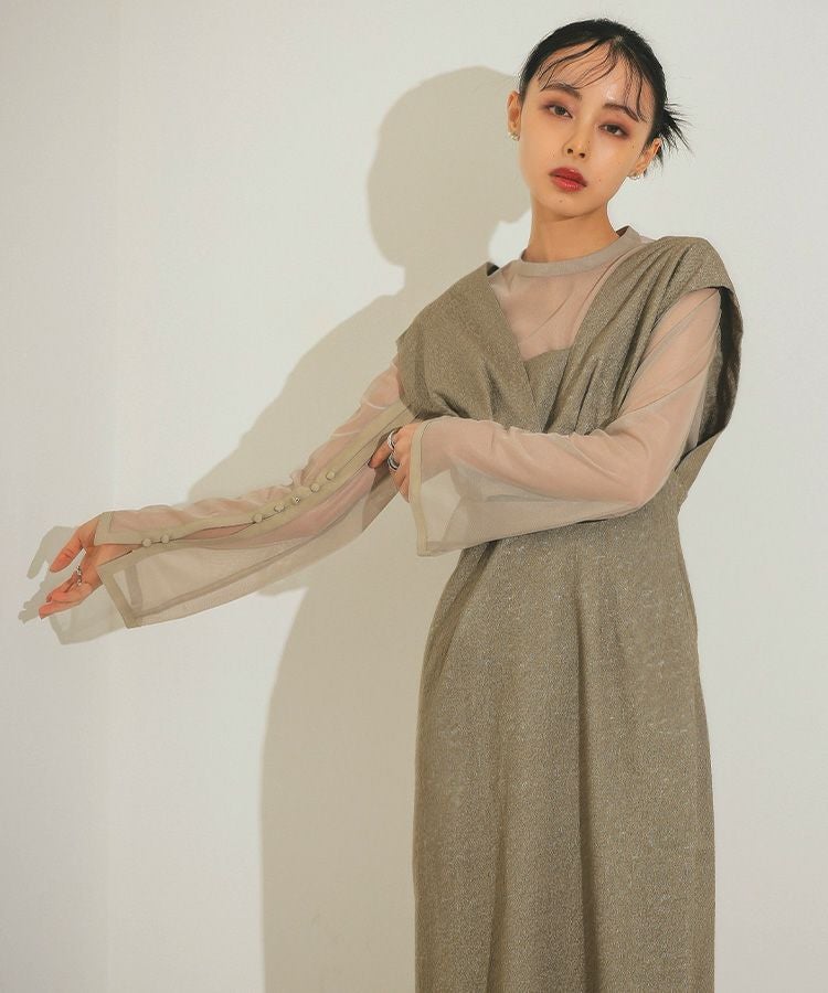 V line jacquard dress