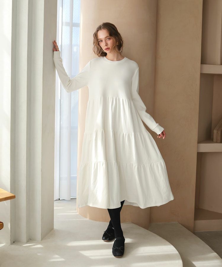 裏起毛ティアードワンピース