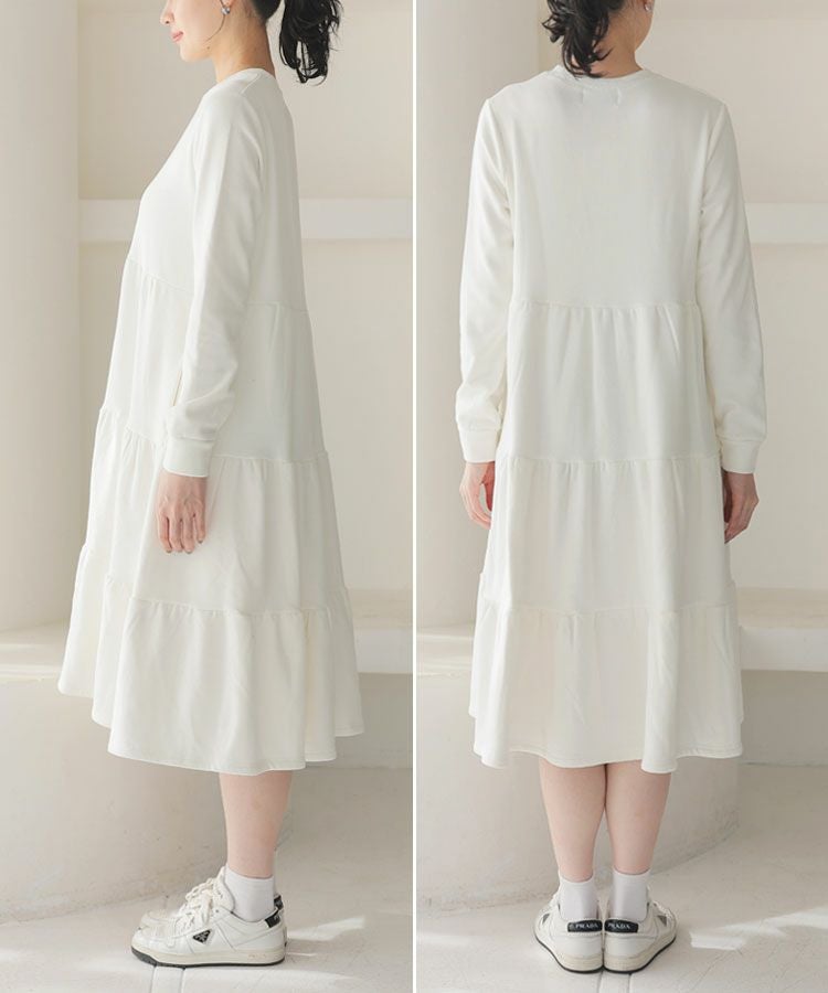 裏起毛ティアードワンピース