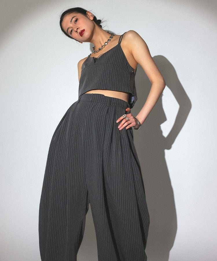 pinstripe bustier wide pants dress[8FS]