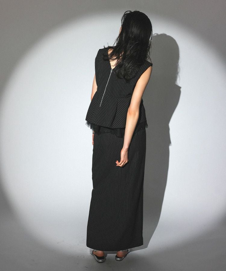 pinstripe peplum setup dress