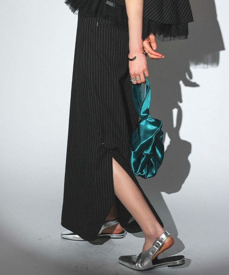 pinstripe peplum setup dress