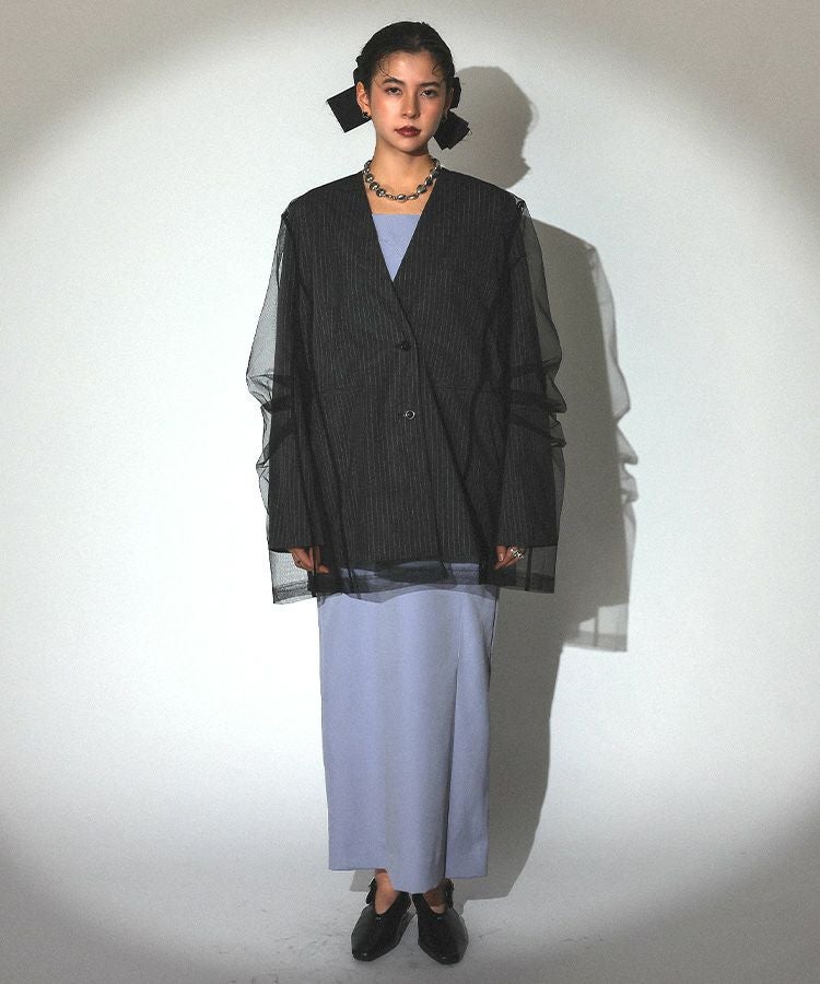 stripe layered tulle jacket