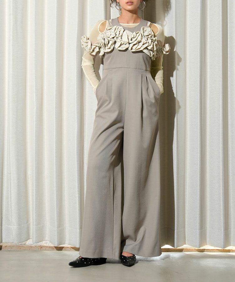 ruffled bustier pants dress