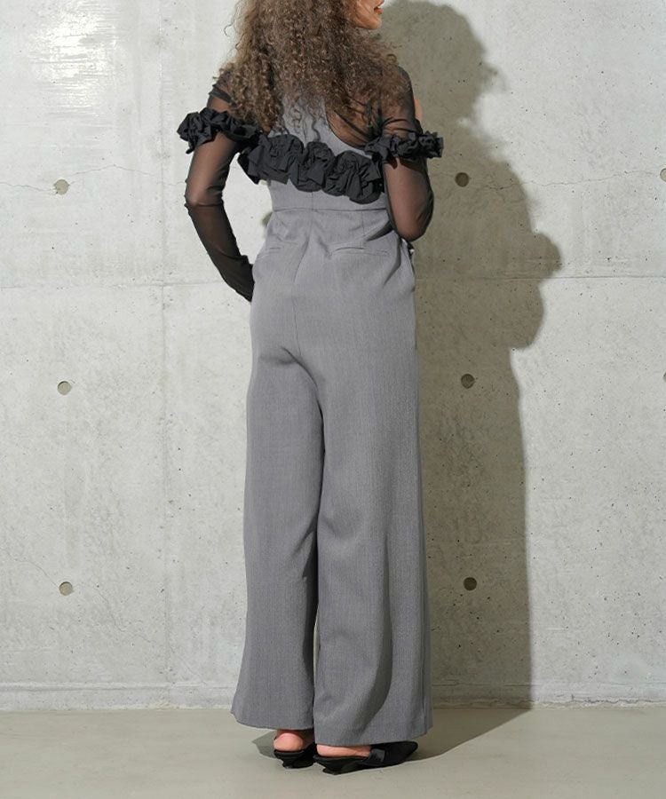 ruffled bustier pants dress