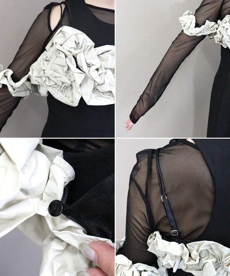 ruffled bustier pants dress