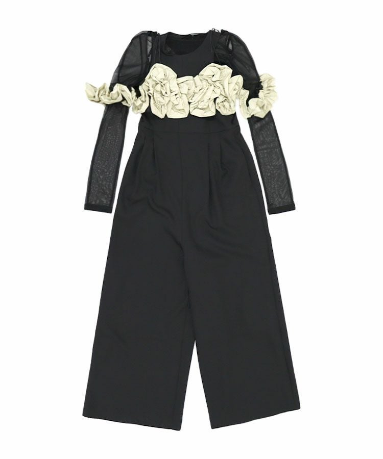 ruffled bustier pants dress