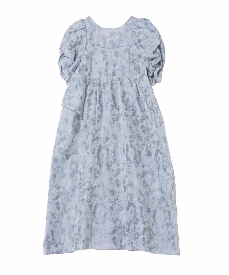 bubble sleeve jacquard dress