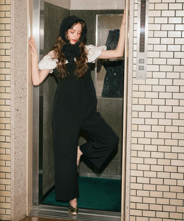 ribbon frills pants dress