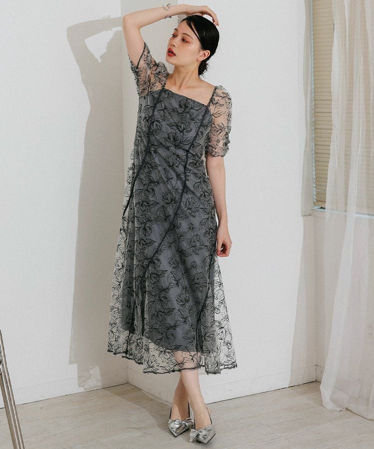wave piping frare dress