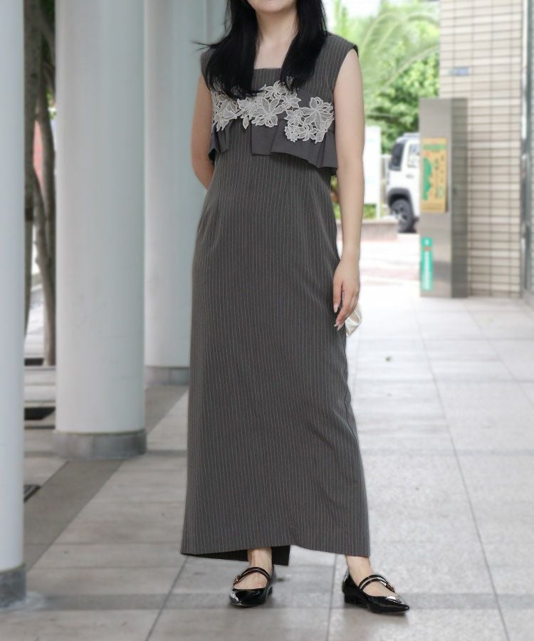 pinstripe sleeveless bustier dress