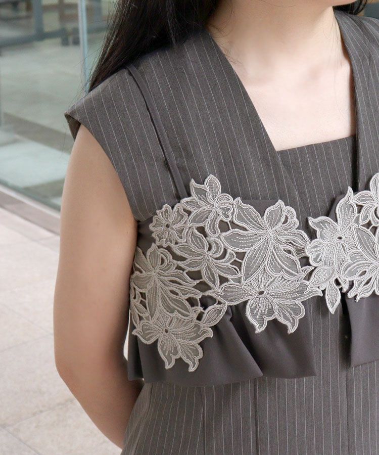 pinstripe sleeveless bustier dress