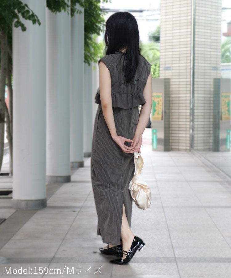 pinstripe sleeveless bustier dress[8FS]