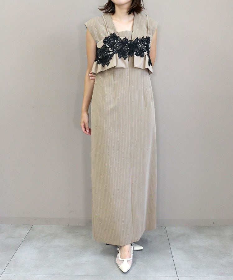 【ジア】ANDRESD アイボリー　 Sサイズ pinstripe sleeveless bustier dress