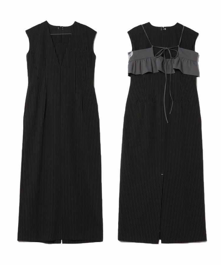 pinstripe sleeveless bustier dress