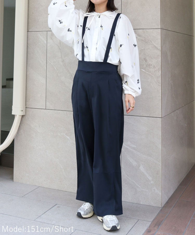 サスペンダー付きタックパンツ メール便