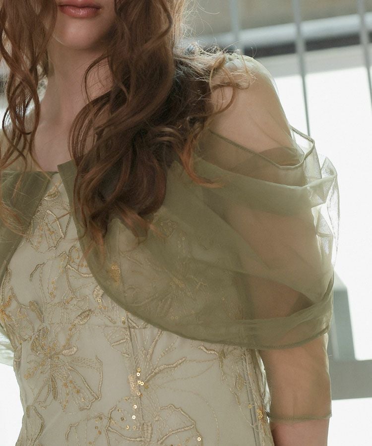 tulel drape spangle dress