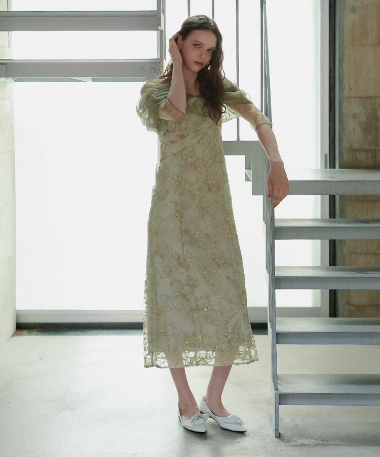 ANDRESDオケージョンドレス tulledrape spangledress tulel drape spangle dress