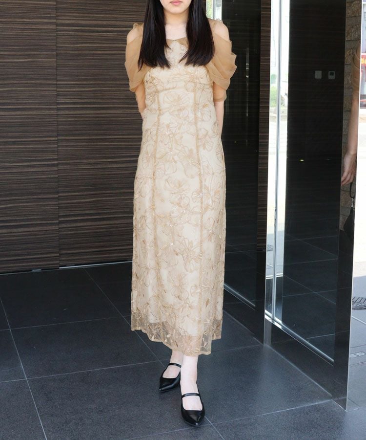 tulel drape spangle dress