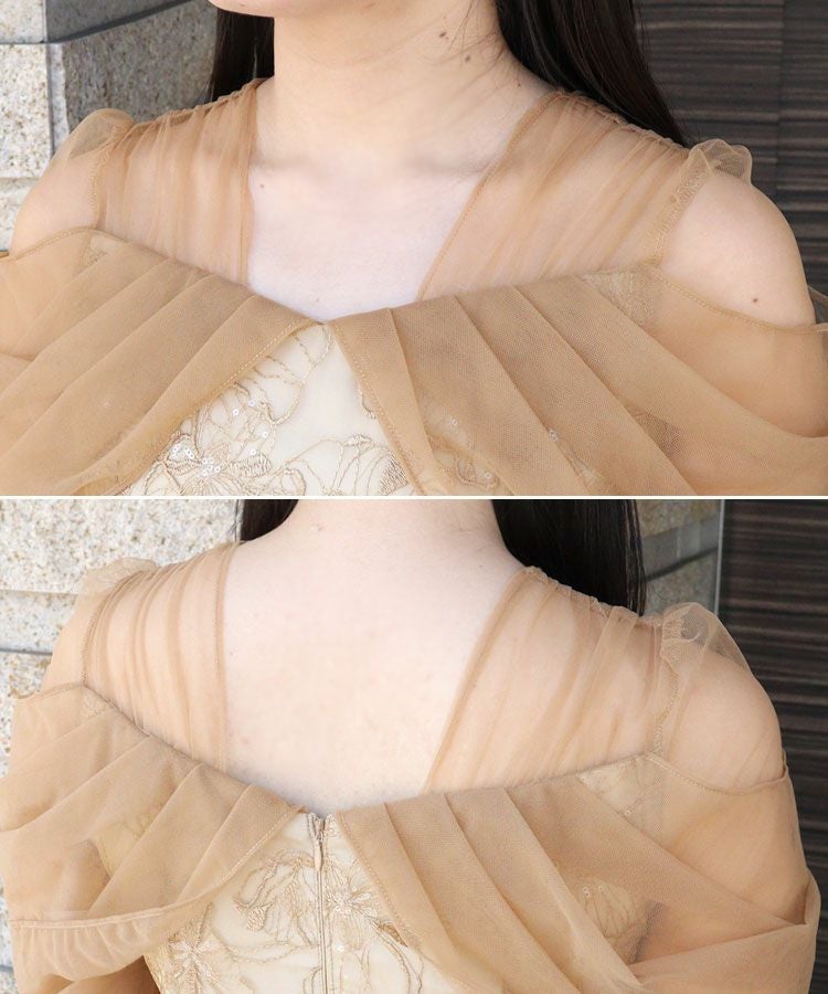 tulel drape spangle dress