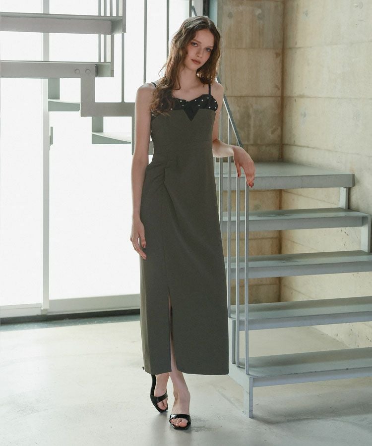 draped bustier flocky dress