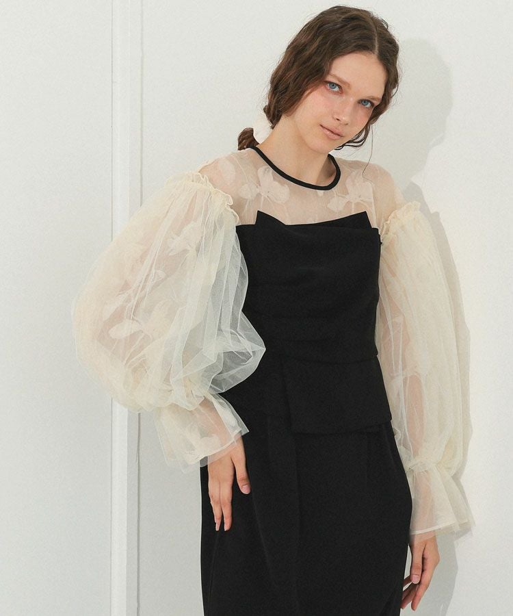 ANDRESD ドレープビスチェフロッキードレス draped bustier flocky dress