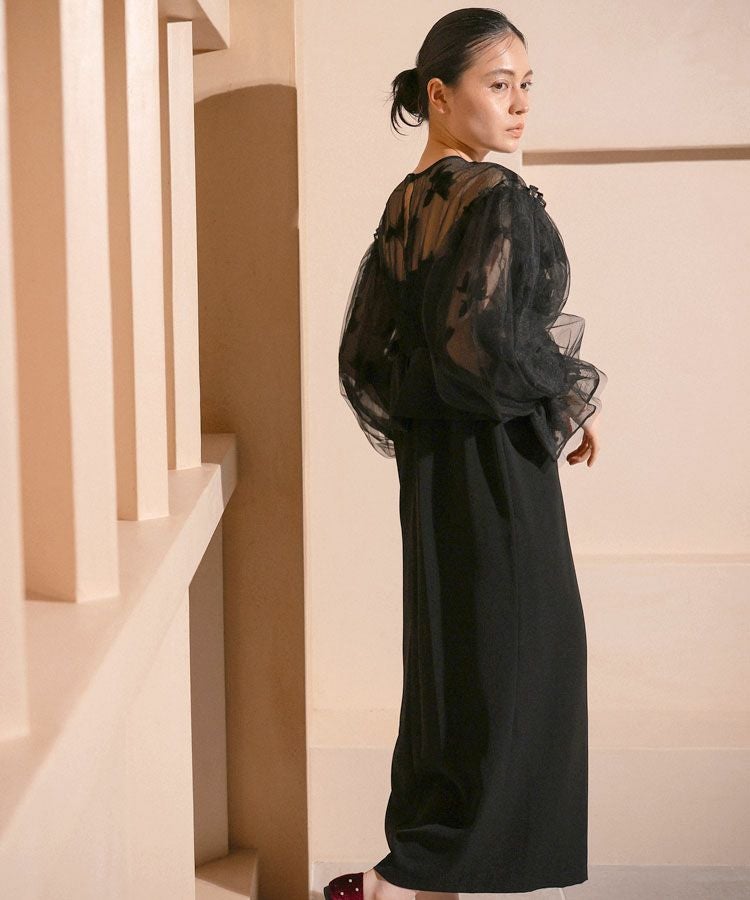 draped bustier flocky dress