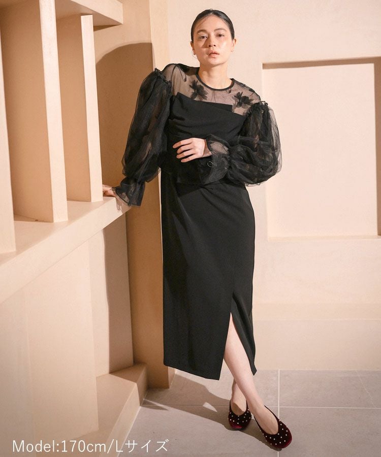 ANDRESD ドレープビスチェフロッキードレス draped bustier flocky dress