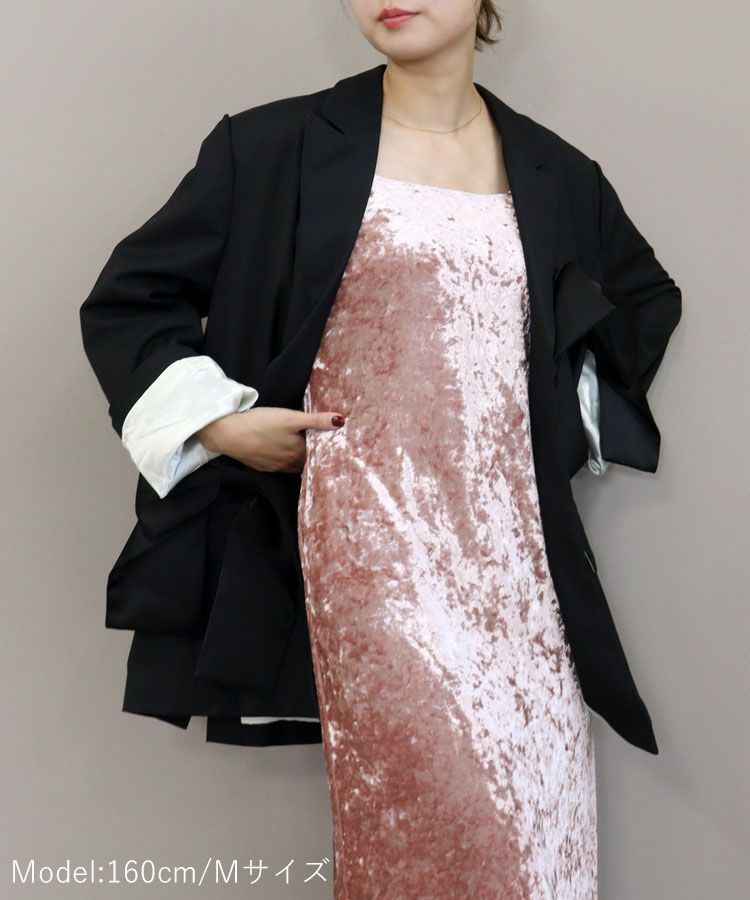 curved square velour dress