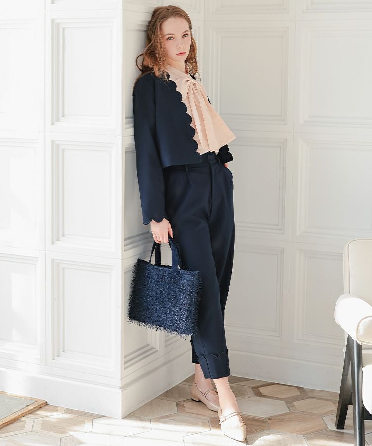 【CECILIE BAHNSEN】 フリル スカラップヘム ワイドパンツ ワイドスカラップパンツ