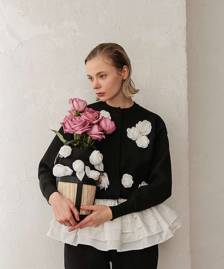 Donoban ブラック フローレット　花柄　ミニスコート Bloom Basket Bag