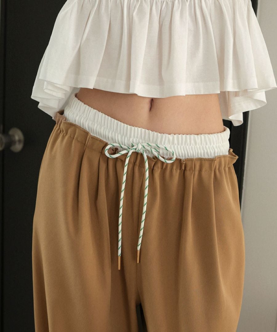 ダブルウエストストレートパンツ