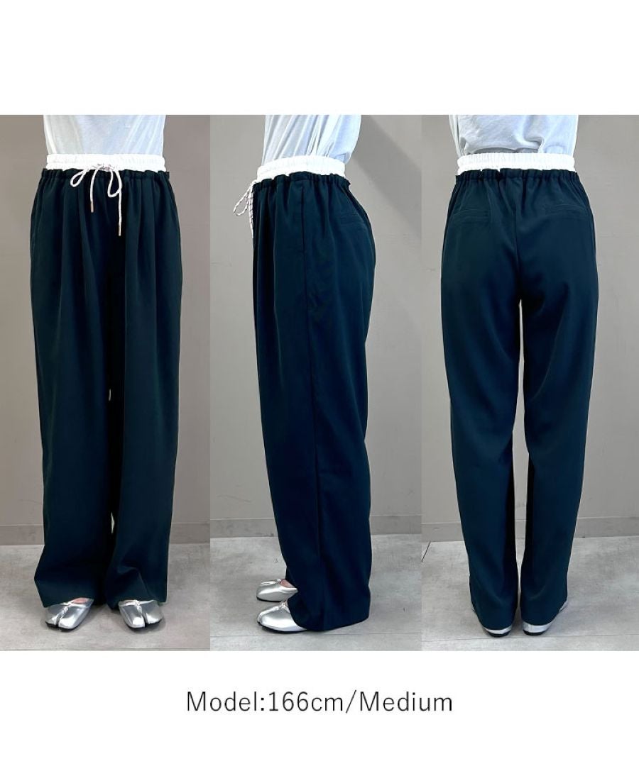 CLUBHAUSネイビー ストレートパンツ　XL ダブルウエストストレートパンツ