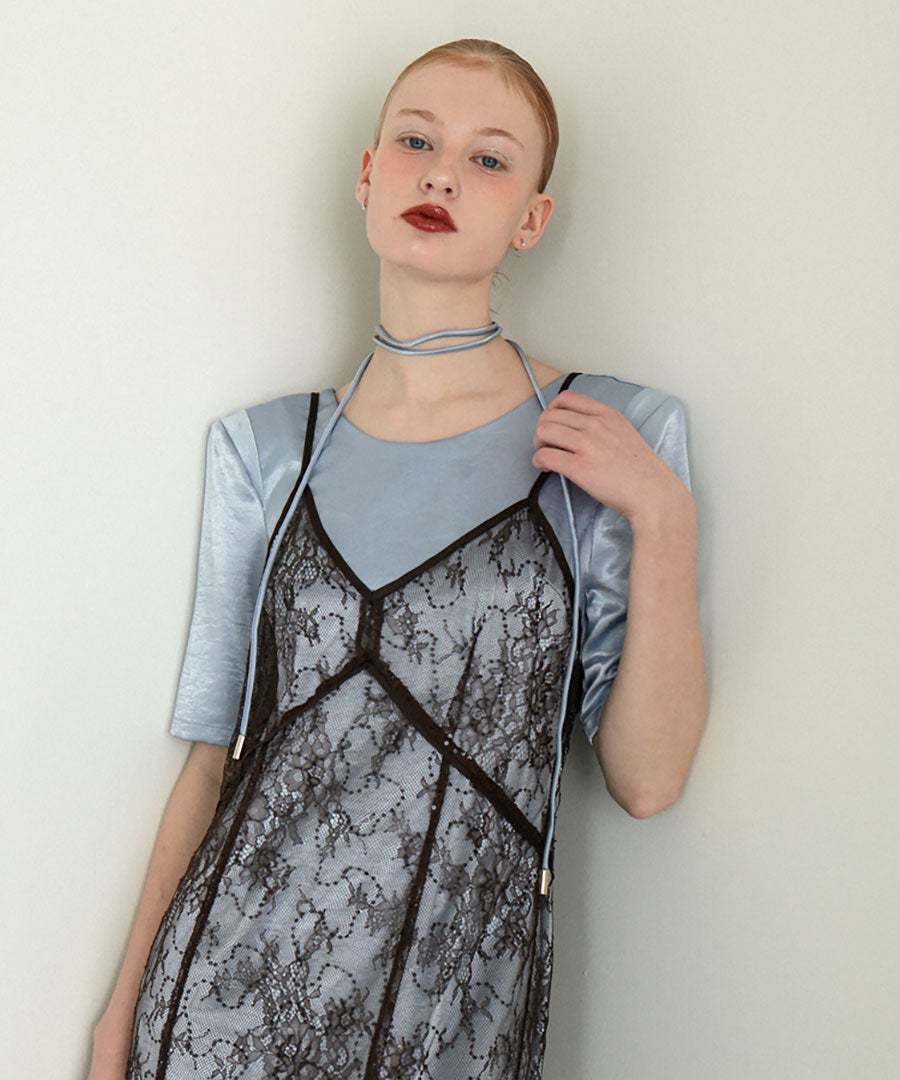 sparkle lace satin dress