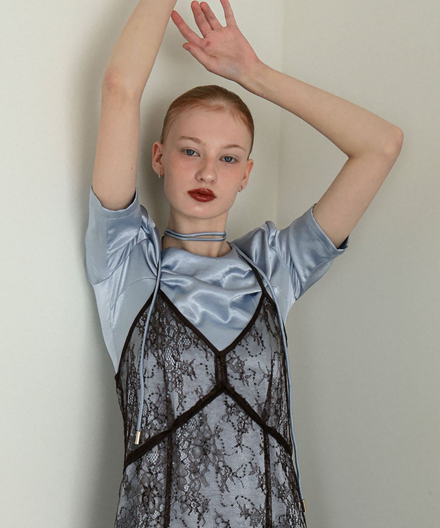 sparkle lace satin dress