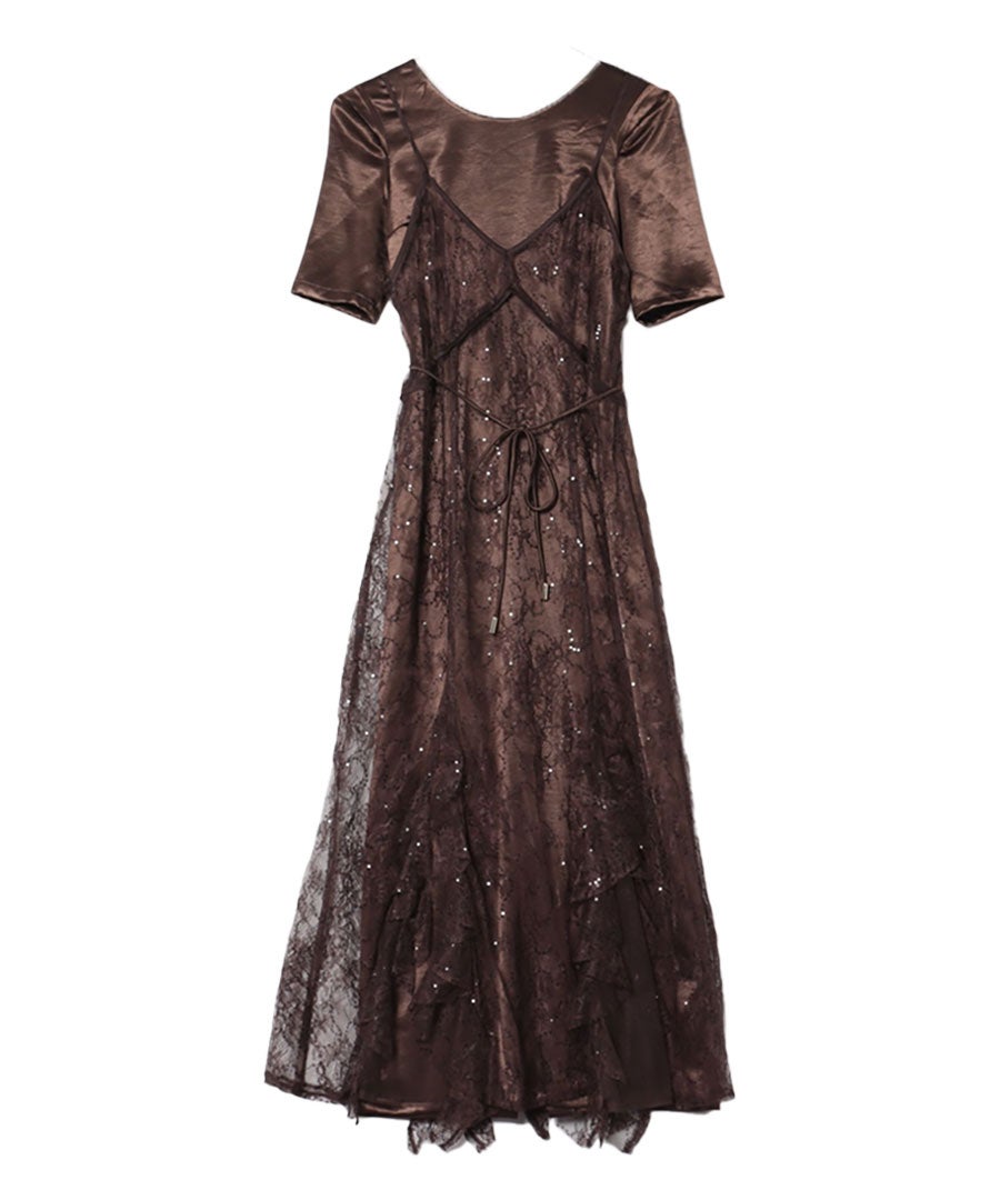 sparkle lace satin dress