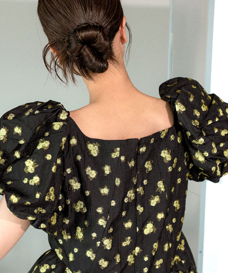 flower jacquard forme dress