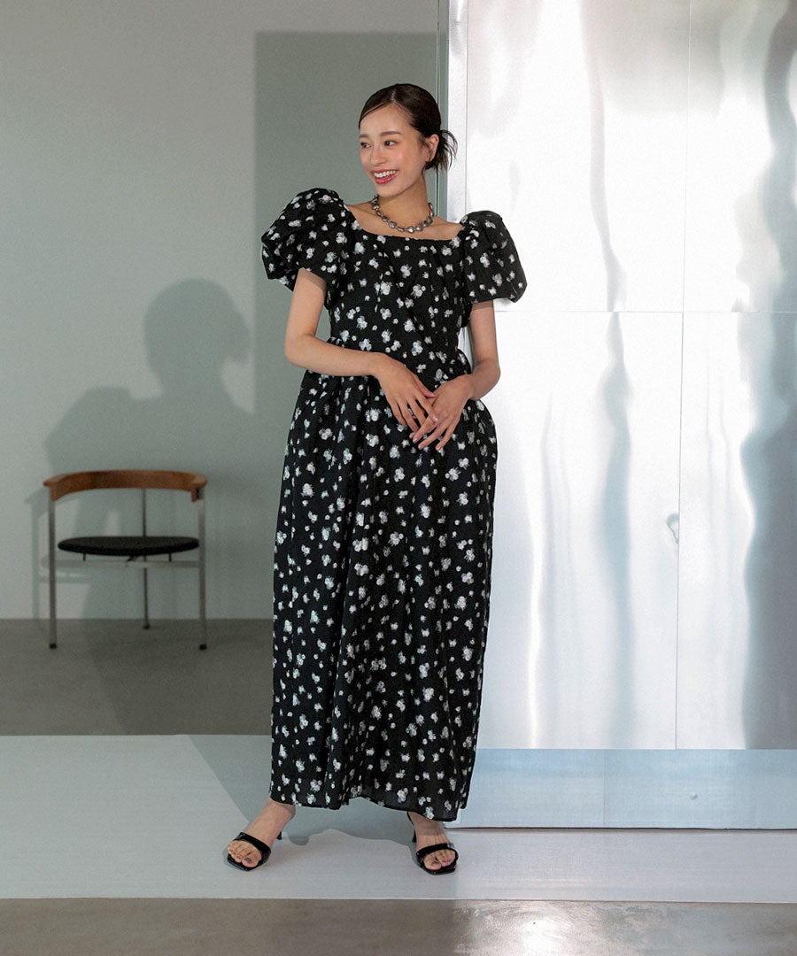 flower jacquard forme dress