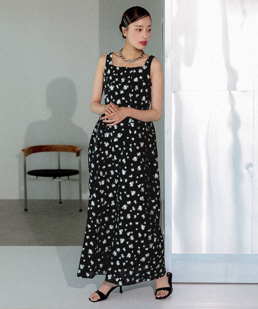 flower jacquard forme dress